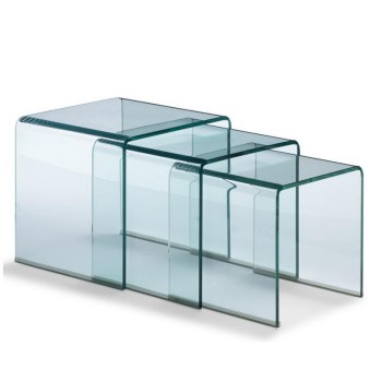 Objets en verre - Triptyque Nest tables transparentes 34x34x34-38x38x38-42x42x42