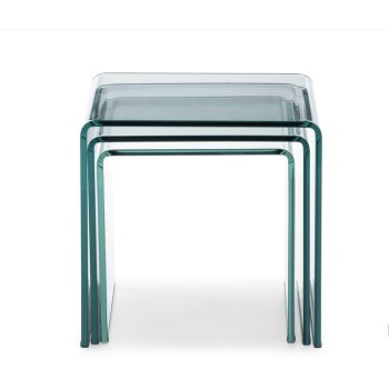 Objets en verre - Triptyque Nest tables transparentes 34x34x34-38x38x38-42x42x42