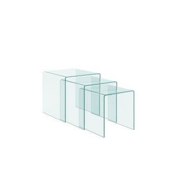 Objets en verre - Triptyque Nest tables transparentes 34x34x34-38x38x38-42x42x42