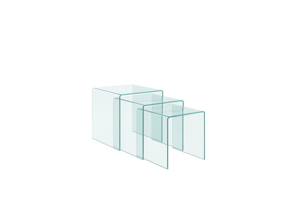 Objets en verre - Triptyque Nest tables transparentes 34x34x34-38x38x38-42x42x42