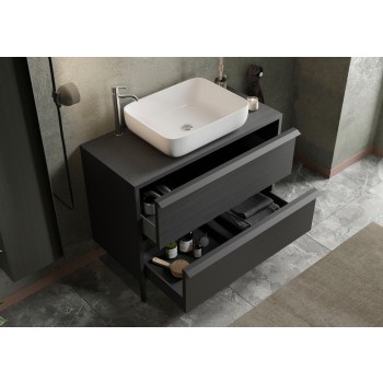 Meuble de salle de bain 2 tiroirs avec vasque en ACIER