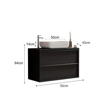 Meuble de salle de bain 2 tiroirs avec vasque en ACIER