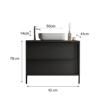 Meuble de salle de bain 2 tiroirs avec vasque en ACIER