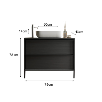 Meuble de salle de bain 2 tiroirs avec vasque en ACIER