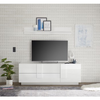 Meuble TV 2 Tiroirs 1 Porte JUPITER 182x44x63 cm