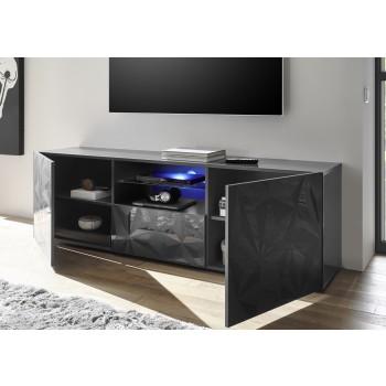 Meuble TV avec 2 portes et 1 tiroir PRISMA coloris noir