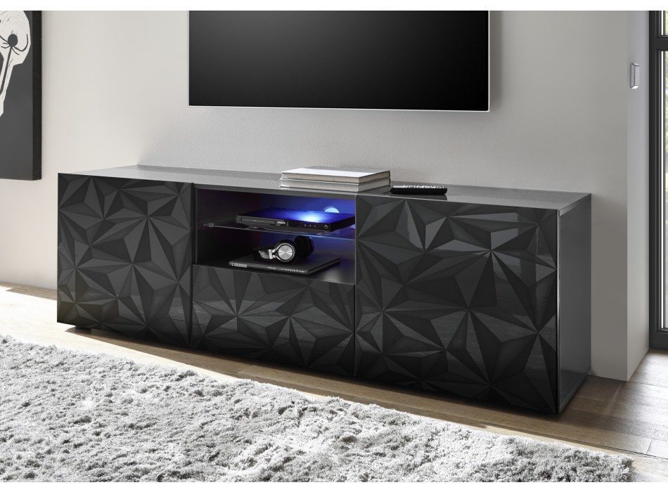 Meuble TV avec 2 portes et 1 tiroir PRISMA coloris noir