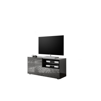 MIRO Petit Meuble TV 1 Porte 1 Tiroir 121x42x57 cm coloris noir