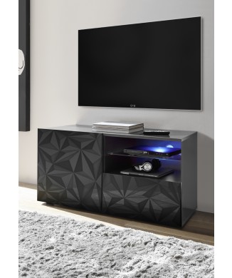 PRISMA Petit meuble TV avec 1 porte et 1 tiroir en noir