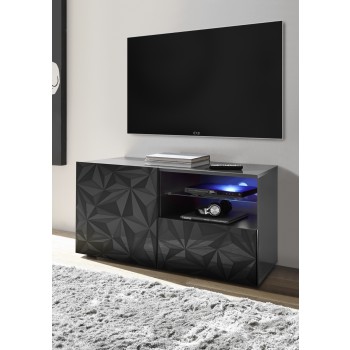 PRISMA Petit meuble TV avec 1 porte et 1 tiroir en noir