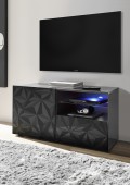 PRISMA Petit meuble TV avec 1 porte et 1 tiroir en noir