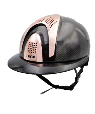 CASQUE E-LIGHT CARBON NOIR BRILLANT AVEC VISIÈRE POLO NOIR BRILLANT ET 3 INSERTS OR ROSE