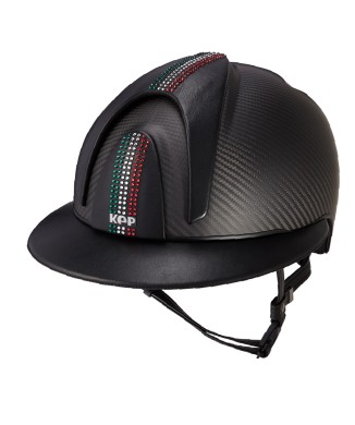 CASQUE E-LIGHT CARBONE NOIR MAT AVEC DRAPEAU SWAROVSKI ITALIE