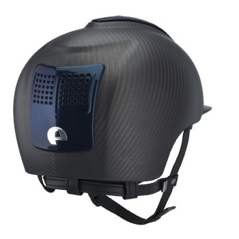 CASQUE E-LIGHT CARBON NOIR MAT AVEC VISIÈRE BLEU MÉTALLISÉ ET 3 INSERTS BLEU MÉTALLISÉ