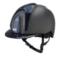 CASQUE E-LIGHT CARBON NOIR MAT AVEC VISIÈRE BLEU MÉTALLISÉ ET 3 INSERTS BLEU MÉTALLISÉ