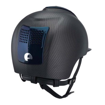 CASQUE E-LIGHT CARBON NOIR MAT AVEC VISIÈRE BLEU MÉTALLISÉ ET 2 INSERTS BLEU MÉTALLISÉ