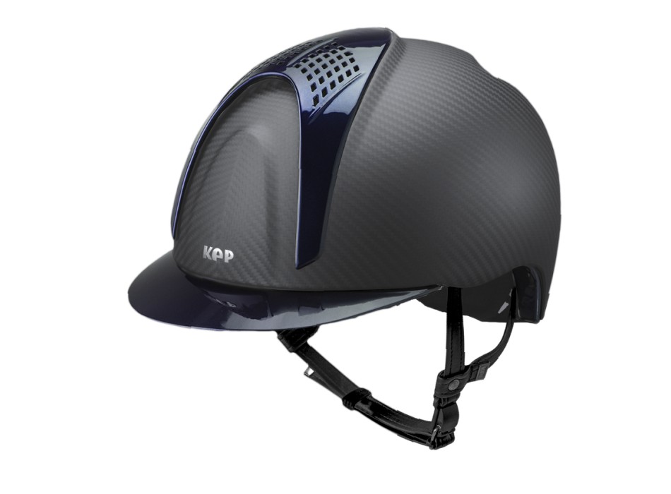 CASQUE E-LIGHT CARBON NOIR MAT AVEC VISIÈRE BLEU MÉTALLISÉ ET 2 INSERTS BLEU MÉTALLISÉ