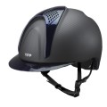 CASQUE E-LIGHT CARBON NOIR MAT AVEC VISIÈRE BLEU MÉTALLISÉ ET 2 INSERTS BLEU MÉTALLISÉ