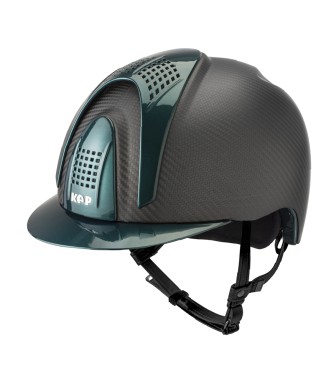 CASQUE E-LIGHT CARBON NOIR MAT AVEC VISIÈRE VERT MÉTALLISÉ ET 3 INSERTS VERT MÉTALLISÉ