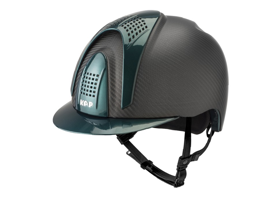 CASQUE E-LIGHT CARBON NOIR MAT AVEC VISIÈRE VERT MÉTALLISÉ ET 3 INSERTS VERT MÉTALLISÉ