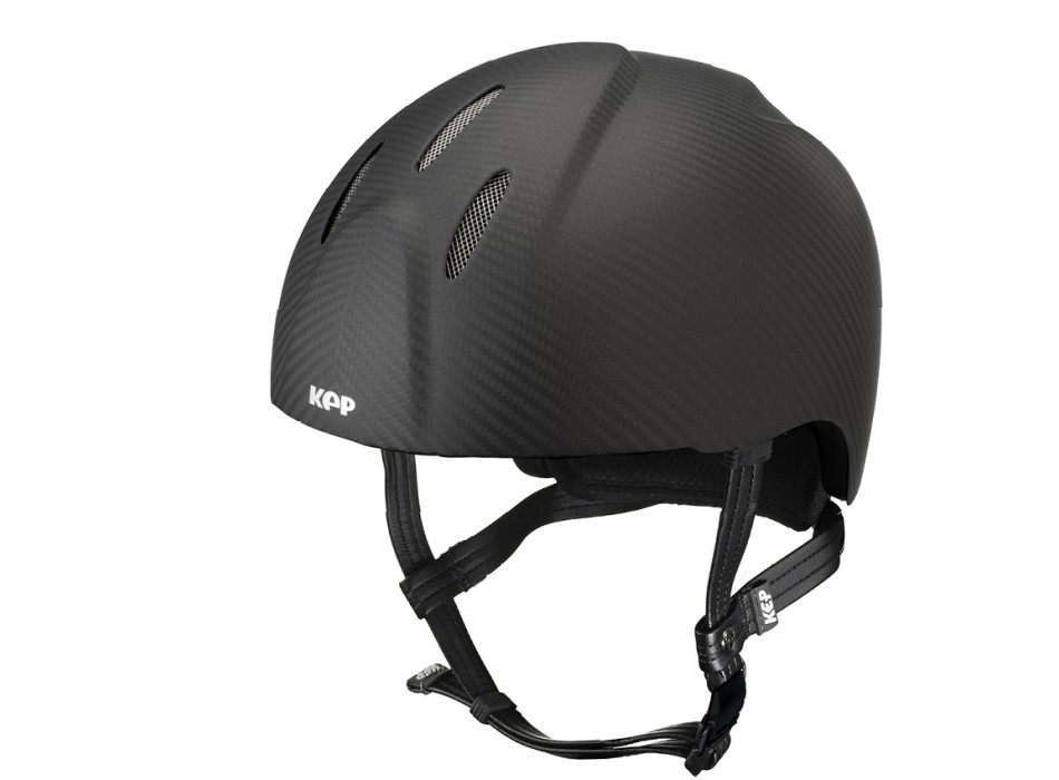 CASQUE E-LIGHT CARBONE NOIR MAT SANS VISIÈRE / GRILLE EN ACIER INOXYDABLE / SANGLE STANDARD