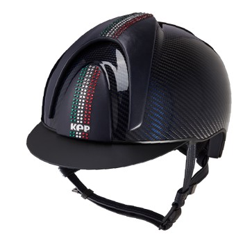 CASQUE E-LIGHT SHINE BLEU CARBONE AVEC DRAPEAU SWAROVSKI ITALIE