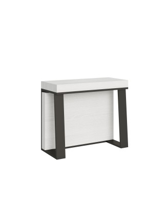 Console Asia structure Anthracite - Console extensible 90x40/288 cm Asia Frêne Blanc structure Anthracite