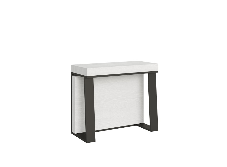 Console Asia structure Anthracite - Console extensible 90x40/288 cm Asia Frêne Blanc structure Anthracite