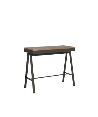 Console Evolution Banc Structure Anthracite - Console Extensible 90x40/196 cm Petit Banc Evolution Chêne Nature Structure Anthracite