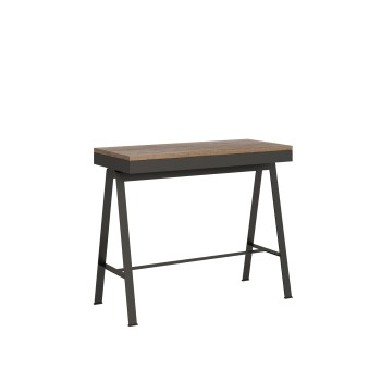 Console Evolution Banc Structure Anthracite - Console Extensible 90x40/196 cm Petit Banc Evolution Chêne Nature Structure Anthracite