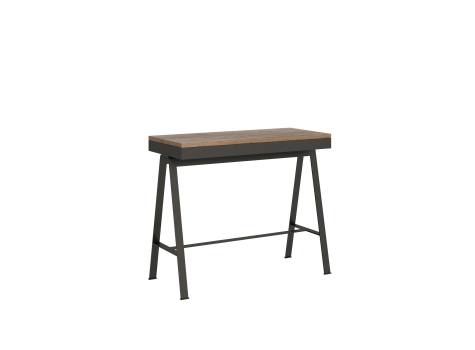 Console Evolution Banc Structure Anthracite - Console Extensible 90x40/196 cm Petit Banc Evolution Chêne Nature Structure Anthracite