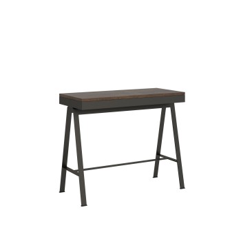 Console Evolution Banc Structure Anthracite - Console extensible 90x40/300 cm Banquette Evolution Chêne Nature Structure Anthracite