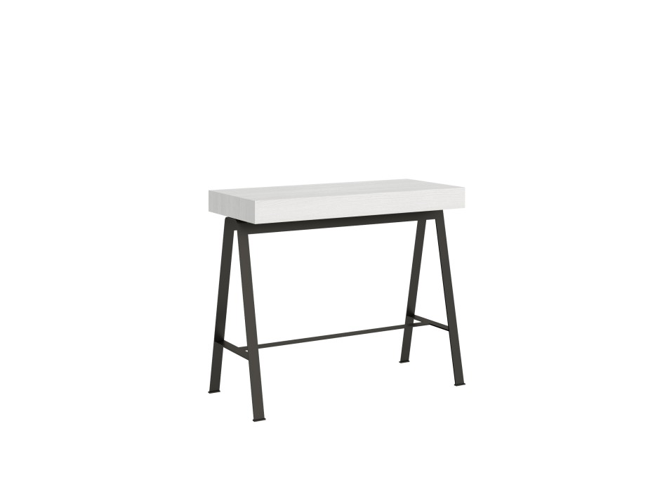 Banc Console structure Anthracite - Console extensible 90x40/196 cm Banco Small Frêne Blanc structure Anthracite