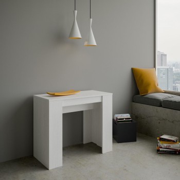 Basic Console - Console extensible 90x48/204 cm Basic Small Frêne Blanc