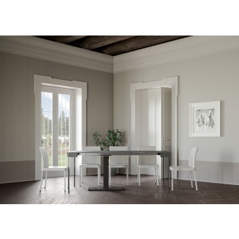 Console Capital structure Anthracite - Console extensible 90x40/196 cm Capital Small Frêne Blanc structure Anthracite