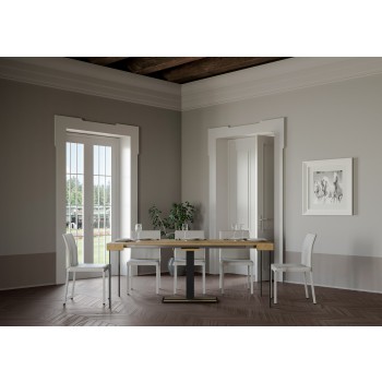 Console Capital structure Anthracite - Console extensible 90x40/196 cm Capital Small Frêne Blanc structure Anthracite