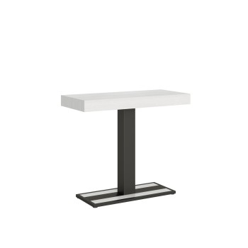 Console Capital avec structure Anthracite - Console extensible 90x40/300 cm Capital Frêne Blanc avec structure Anthracite