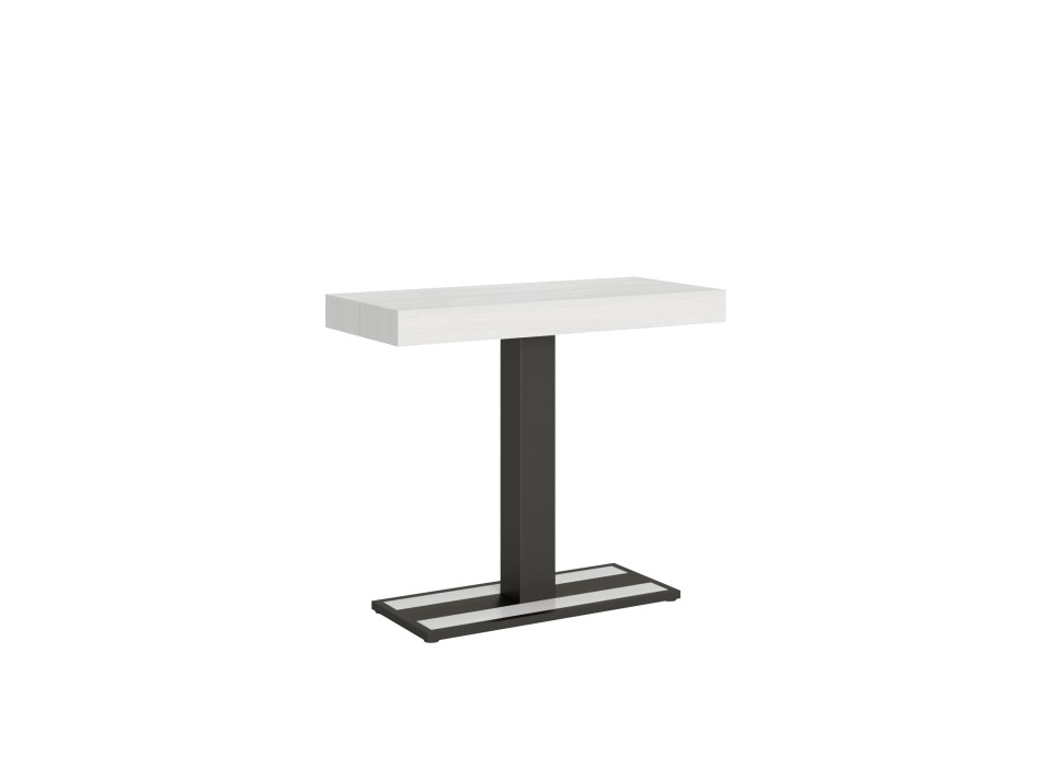 Console Capital avec structure Anthracite - Console extensible 90x40/300 cm Capital Frêne Blanc avec structure Anthracite