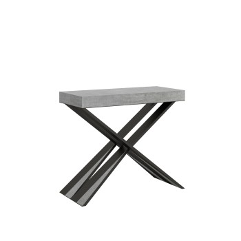 Console Diago structure Anthracite - Console extensible 90x40/196 cm Diago Small Frêne Blanc structure Anthracite