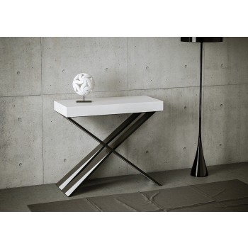 Console Diago structure Anthracite - Console extensible 90x40/196 cm Diago Small Frêne Blanc structure Anthracite