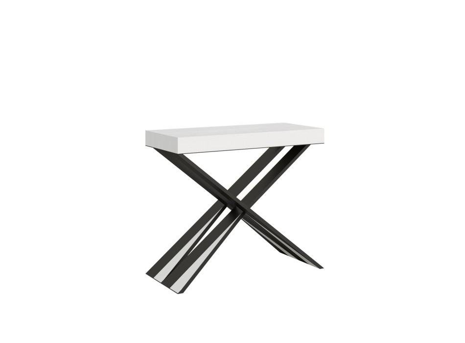 Console Diago structure Anthracite - Console extensible 90x40/196 cm Diago Small Frêne Blanc structure Anthracite