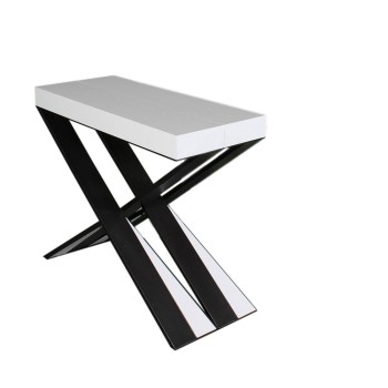 Console Diago structure Anthracite - Console extensible 90x40/300 cm Diago Frêne Blanc structure Anthracite