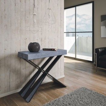 Console Diago avec structure Anthracite - Console extensible 90x40/300 cm Diago Premium Oak Natura avec structure Anthracite