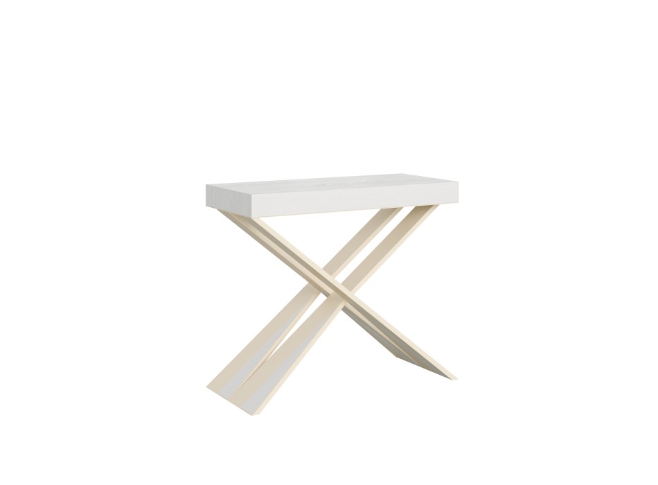 Console Diago avec cadre Blanc - Console extensible 90x40/196 cm Diago Small Frêne Blanc avec cadre Blanc