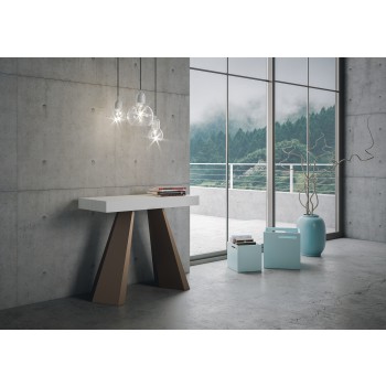 Console Diamante avec structure Ours - Console extensible 90x40/196 cm Diamante Small Frêne Blanc avec structure Ours