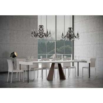 Console Diamante avec structure Ours - Console extensible 90x40/300 cm Frêne Blanc Diamant avec structure Ours