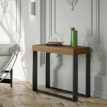 Console Elettra avec structure Anthracite - Console extensible 90x40/190 cm Elettra Small Sapin Teinté avec structure Anthracite