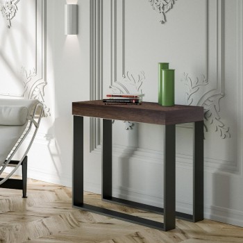 Console Elettra structure Anthracite - Console extensible 90x40/196 cm Elettra Small Frêne Blanc structure Anthracite