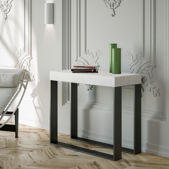 Console Elettra structure Anthracite - Console extensible 90x40/196 cm Elettra Small Frêne Blanc structure Anthracite