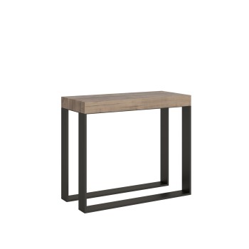 Console Elettra structure Anthracite - Console extensible 90x40/196 cm Elettra Small Frêne Blanc structure Anthracite